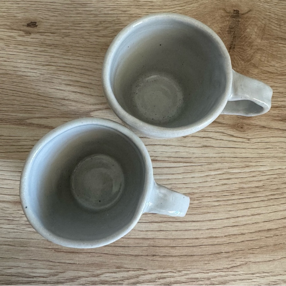 Handmade Art Pottery Mugs Gray Glaze Mismatched Size Rustic Cups Cottagecore RT - Picture 5 of 11